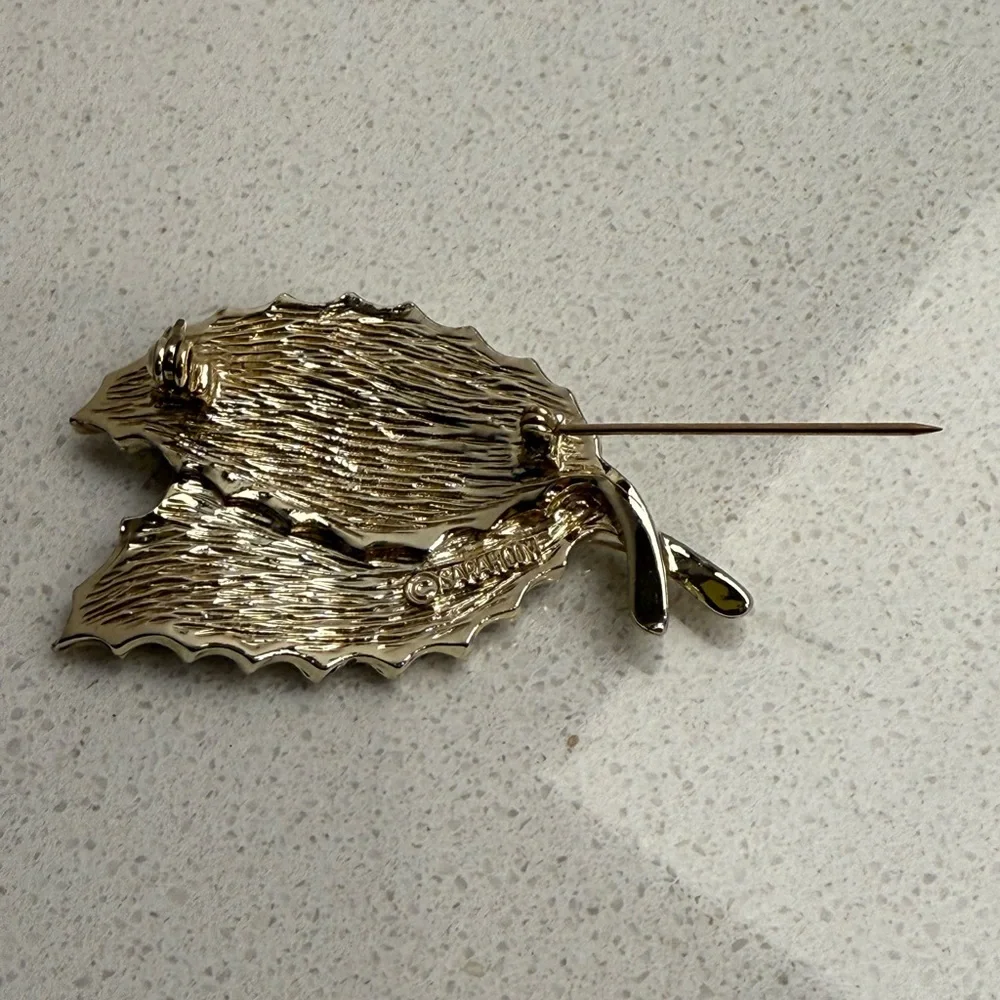 Vintage Sarah Coventry Leaves Brooch Gold Tone 1968 MCM Wooded Beauty - Picture 8 of 9